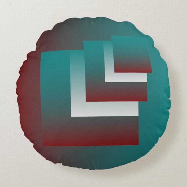 Almofada Redonda Janelas em branco teal burgundy (Frente)