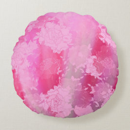 Almofada Redonda Japanese flowers pink patterns