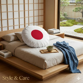Almofada Redonda Japão Elegante Inspirado na Bandeira Minimalista