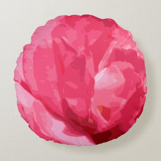 Almofada Redonda Jardim de Abstrato de Aquarela com Travesseiro de  (Frente)