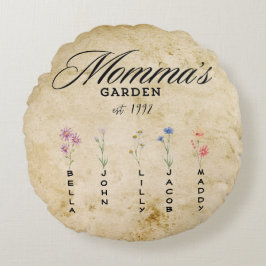 Almofada Redonda Jardim de flor selvagem personalizado de Mommas