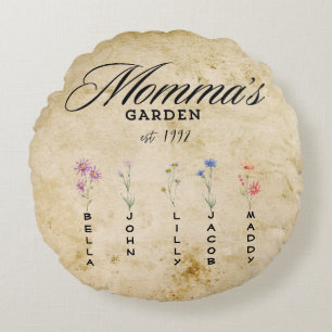 Almofada Redonda Jardim de flor selvagem personalizado de Mommas