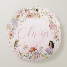 Almofada Redonda Jardim de Flores Selvagens de Fada Cura