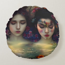 Almofada Redonda Jardim Místico: Sonhos Florais