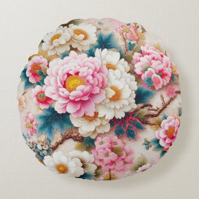 Almofada Redonda Jardins do outono (Frente)