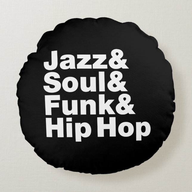 Almofada Redonda Jazz & Soul & Funk & Hip Hop (Frente)