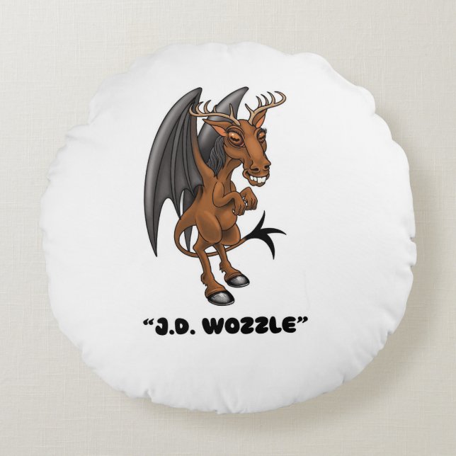 Almofada Redonda Jérsei Diabo. Wozzle" Cryptid (Frente)