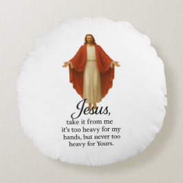Almofada Redonda Jesus em Vermelho e Branco