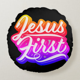 Almofada Redonda Jesus Primeira Cor Brilhante