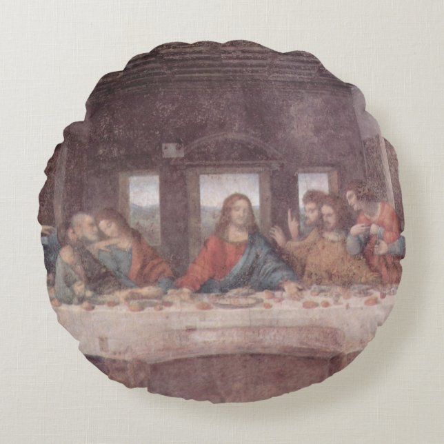 Almofada Redonda Jesus "Yeshua" A Última Ceia, Leonardo da Vinci (Frente)