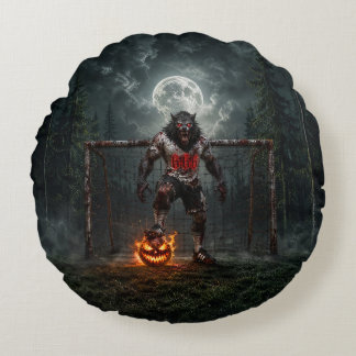 Almofada Redonda Jogador de Futebol Lobisomem Arte de Terror de Hal