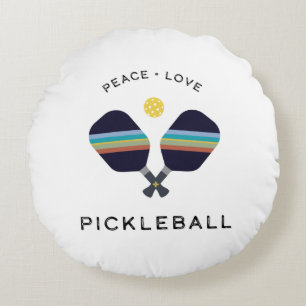 Almofada Redonda Jogador de Pickleball Oferece Amor pela Paz e Pick