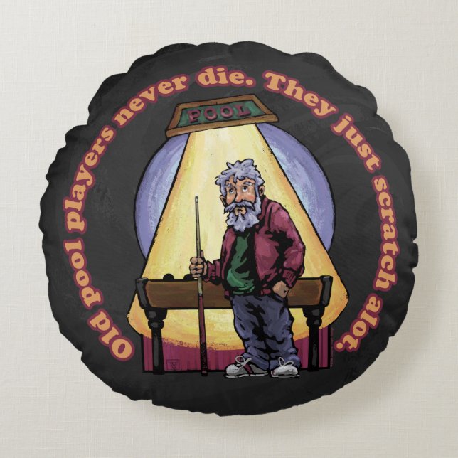 Almofada Redonda Jogadores antigos de Piscina (Frente)