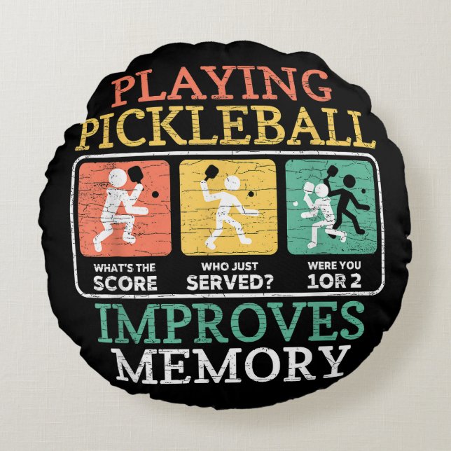 Almofada Redonda Jogar Pickleball Melhora a Memória (Frente)