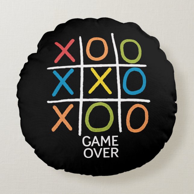 Almofada Redonda Jogo Sobre Tic-Tac-Toe (Frente)