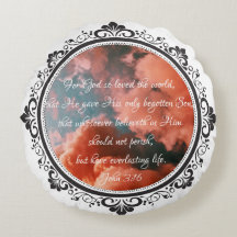 John 3:16 Travesseiro De Ênfase Redonda