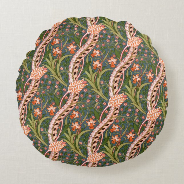 Almofada Redonda John Henry Dearle Daffodil Chintz Original (Frente)