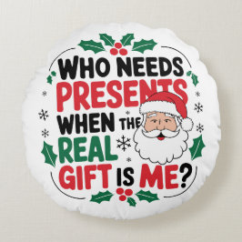 Almofada Redonda Jolly Santa Claus Traz Alegria Festiva a Todos