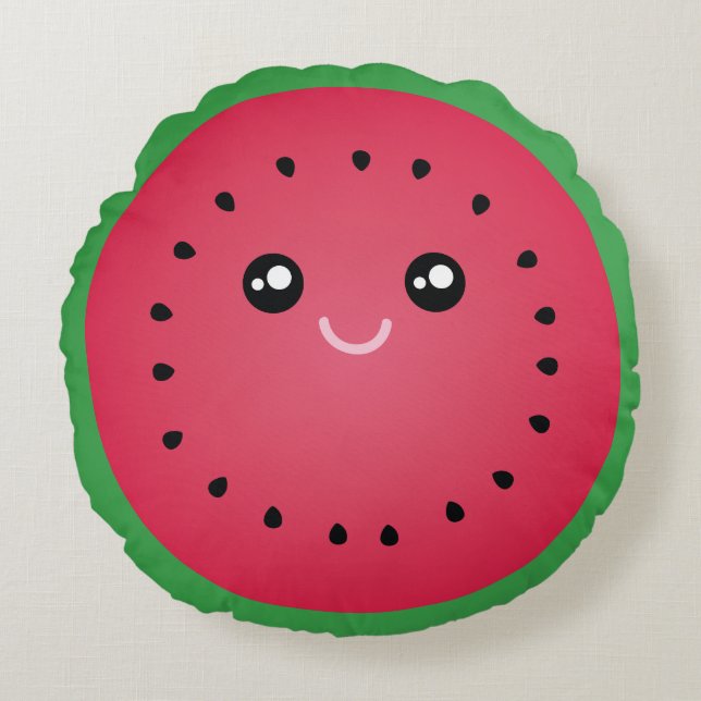 Almofada Redonda Juicle Watermelon Slice Cute Kawaii Funny Foodie (Frente)