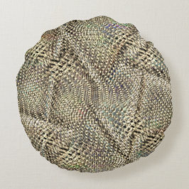 Almofada Redonda juta de abstrato com ligeiro tom de ouro metálico