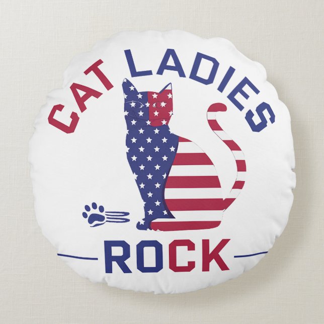 Almofada Redonda KAMALA HARRIS CAT LADIES ROCK! Almofada (Frente)