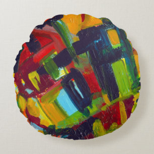 Almofada Redonda Kandinsky '304' Colorful Abstrato Painting
