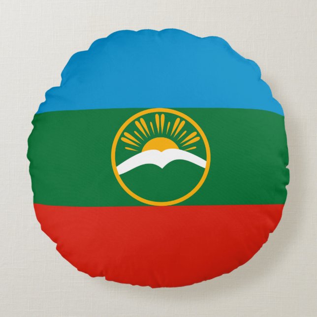 Almofada Redonda Karachay Cherkessia Flag (Frente)