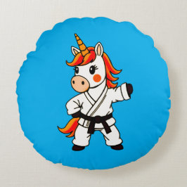 Almofada Redonda Karate  et unicorn .Fantastique art martial 