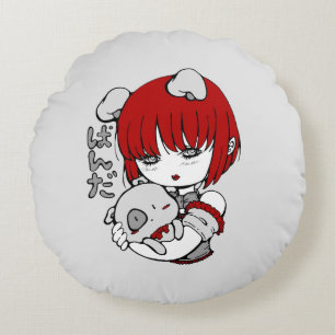 Almofada Redonda kawaii animal manga girl