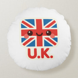 Almofada Redonda Kawaii British Flag - Cute UK Design