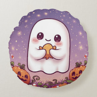 Almofada Redonda Kawaii Ghost Round Pillow 💜👻