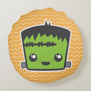 Almofada Redonda Kawaii Jack O Lanterna Pumpkin Travesseiro redondo