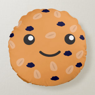 Almofada Redonda Kawaii Oatlight Raisin Cookie