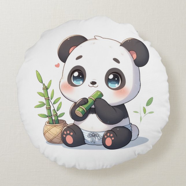 Almofada Redonda Kawaii Panda Pillow (Verso)