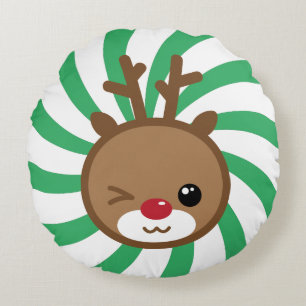 Almofada Redonda Kawaii Reindeer Round Travesseiro Pouf
