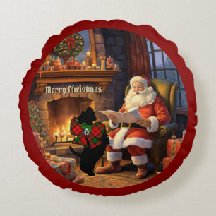 Almofada Redonda Kerr Scottie Dog & Papais noeis Personalizados Xma