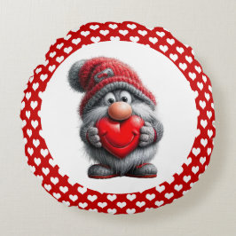 Almofada Redonda "Key to My Heart" Whimsical Gnome