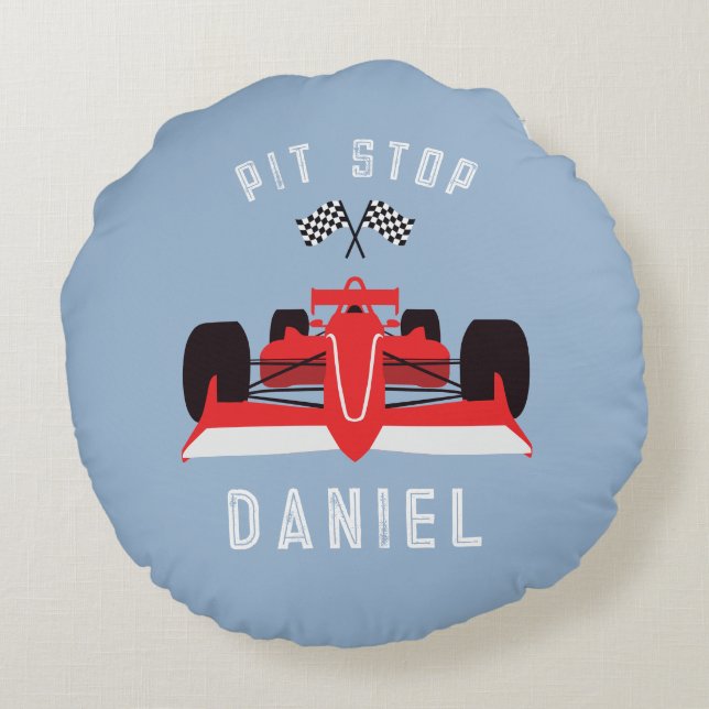 Almofada Redonda Kids Cute Racing Car Blue (Verso)