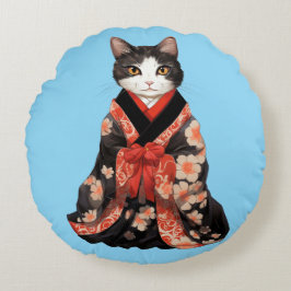 Almofada Redonda Kimono Cat (BLUE)