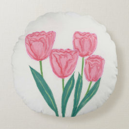 Almofada Redonda Kind Tulips Florals Travesseiro decorativo