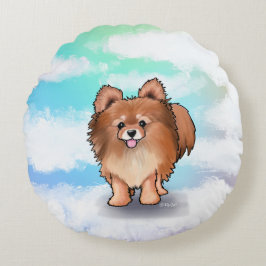 Almofada Redonda KiniArt Pomeranian Abraçável 