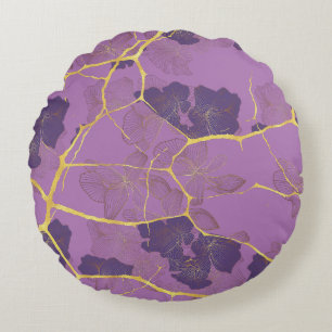 Almofada Redonda Kintsugi japonês. Dois lados.