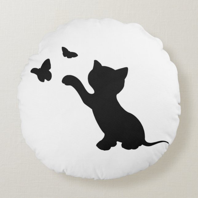 ALMOFADA REDONDA KITTEN BRINCANDO COM MANTEIGA (Frente)
