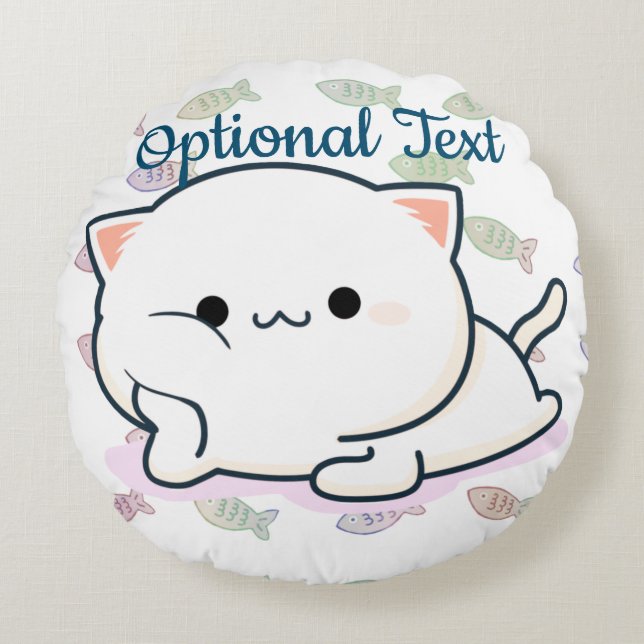 Almofada Redonda Kitten Cheeky Estilo Kawaii (Frente)
