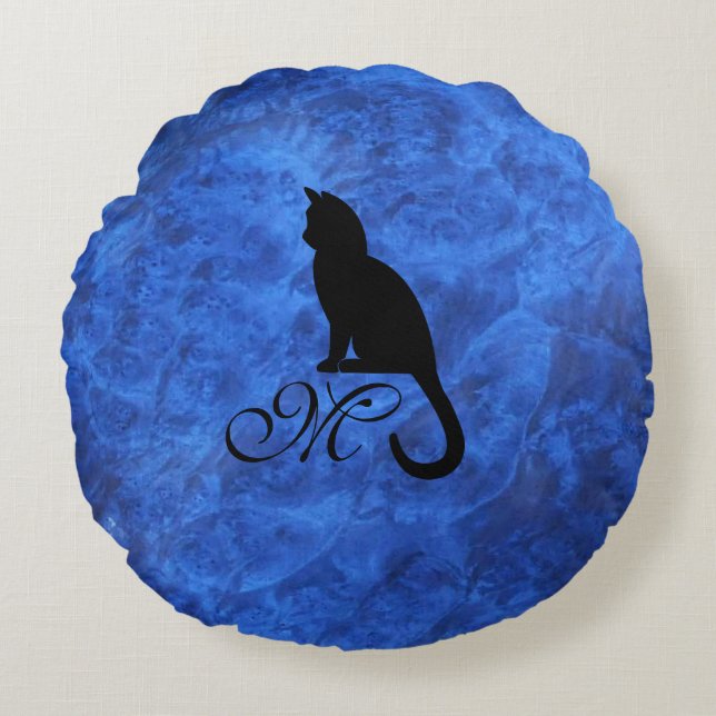 Almofada Redonda Kitten Monograma Sapphire Blue (Frente)
