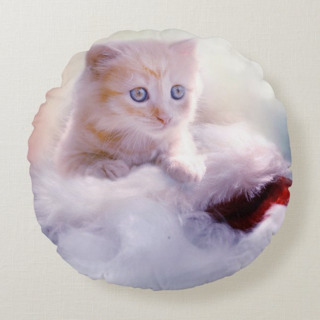 Almofada Redonda Kitten Natal (Frente)