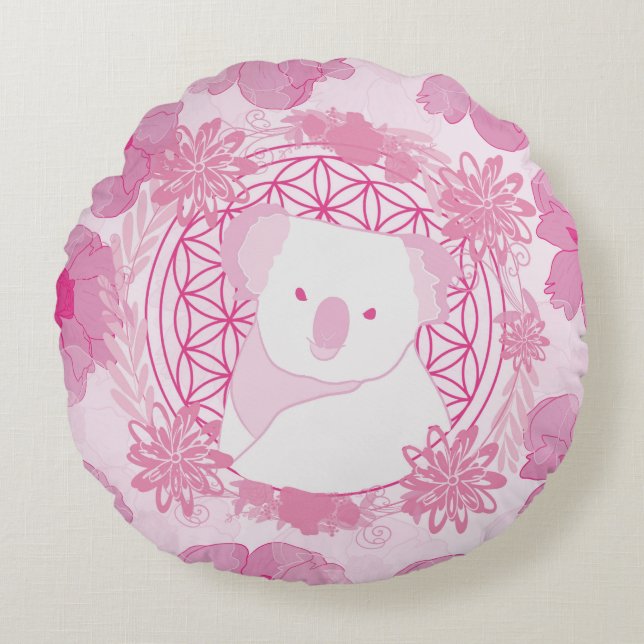 Almofada Redonda Koala Flower da vida (Frente)