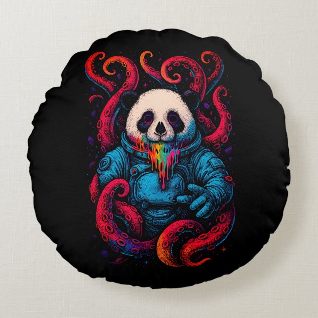 Almofada Redonda Kraken Panda Cósmico (Frente)