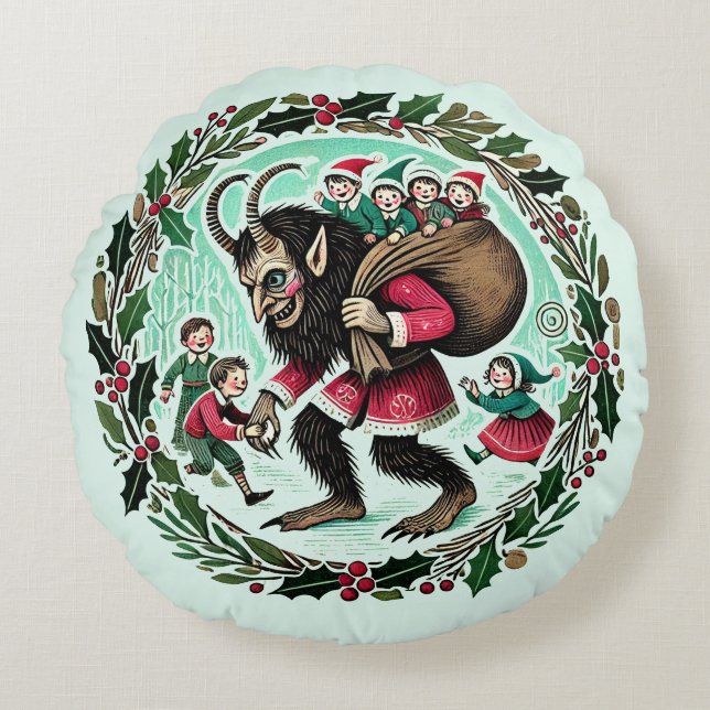 Almofada Redonda Krampus Christmas (Frente)