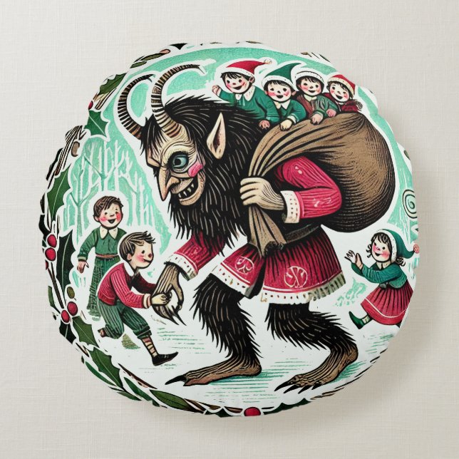 Almofada Redonda Krampus Christmas (Frente)